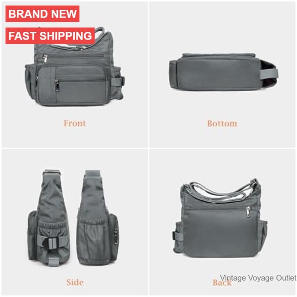 Waterproof Nylon Crossbody Bag with RFID Protection, 5 Pockets - Picture 4 of 7